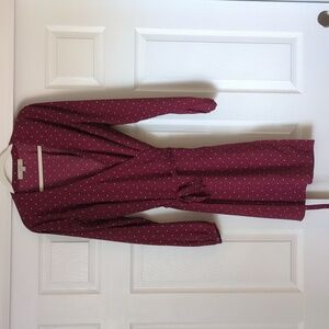 Maroon wrap dress w/ pattern
